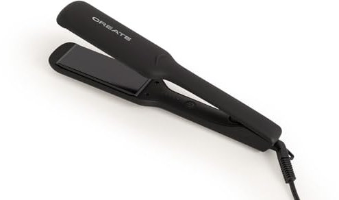 CREATE/CERAMIC STYLER MAX/Plancha de pelo negro con revestimiento cerámico/Placas XL, 5 temperaturas, cable griatorio 360º, función de alisado y rizado, 68W