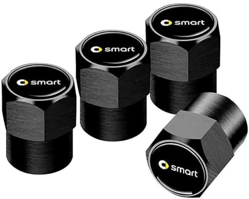 GHYRGBEE 4 Stück Ventilkappen Auto, für Smart Fortwo Forfour 451 453 450 452 454 Roadster Coupe Reifen Ventilkappen Auto Zubehör Staubdichte Ventilkappen Reifen Felgen,A