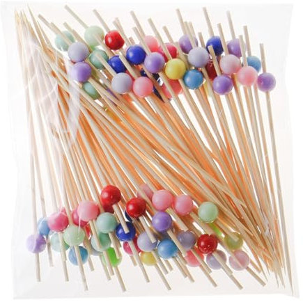 OHREN 100 Piezas Palillos de Cóctel, Palillos de Madera para Cóctel, Palillos para Aperitivos, Decoración de Fiesta de Cóctel (Corazón de Colores)