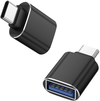 Mugust USB C to USB 3.0 Adapter, 2 Pack Aluminum Type C Male to USB 3.0 Female Adaptor Thunderbolt 4/3 OTG Converter Compatible with iPhone15/16, MacBook Pro/Air22/23, iPad Pro/Mini and More (Black)