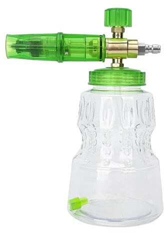 Cannone Schiuma Verde per Idropulitrici, Foam Cannon con 1,25 mm Ugello con 1 L Bombola, Spruzzatore Schiuma In Alluminio, per Pistola a Spruzzo con Attacco Rapido da 1/4'' (Verde)