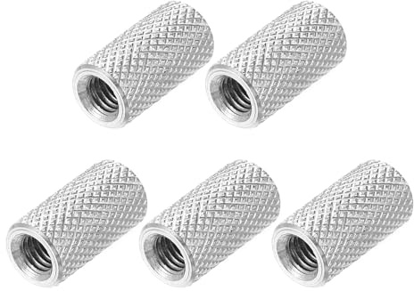PATIKIL M5 Round Connector Nuts, 5 Pcs 0.31OD x 0.59H 304 Stainless Steel Round Knurled Thumb Coupling Nut Sleeve Threaded Rod Bar Stud Tube Hardware Fastener for Camera Lamp Bracket