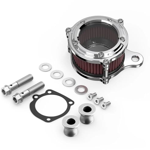 ISJRJF Filtro Olio per Moto Adatto per Harley Iron 883 XL883N Iron 1200 XL1200N Sportster 883 1200 Filtro Aria Coperchio Filtro Aria Filtri Benzina(Silver)