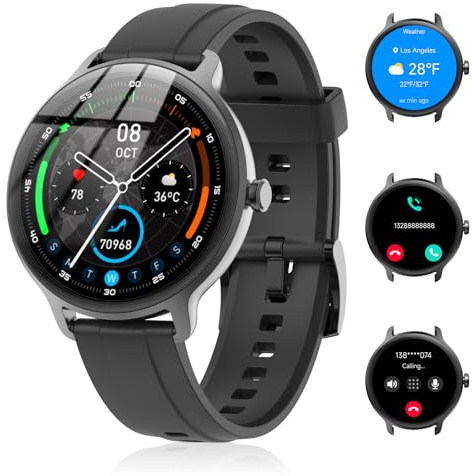 Smartwatch Damen Herren – 1.27 Smart Watch mit Bluetooth Anrufe, WhatsApp/App-Benachrichtigungen, Herzfrequenz, Schlafmonitor, 120+ Sportmodi, IP68 Wasserdicht – Fitnessuhr Kompatibel mit iOS Android