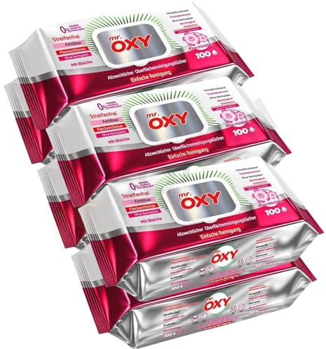 Mr. OXY Maxima Allzweck-Reinigungstücher – Streifenfrei, Fettlösend, Schnell Trocknend, Duft nach Kirschblüten – Mit Weißem Essig & Natron – Ohne Nachspülen, Einfache Reinigung (Pack of 6)