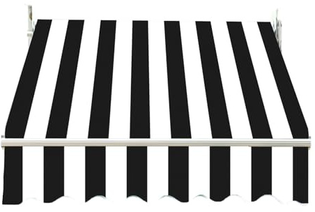 Manueller Rollo-Ersatzstoff 330 x 250 cm schwarz & weiß gestreift, UV-Schutz, Outdoor, Terrasse, Sonnensegel, (Rahmen nicht im Lieferumfang enthalten)