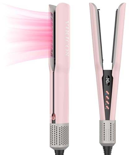 VIKICON Air Haarglätter, Professionelles Ionen Luft-Glätteisen ohne Heizplatten, Glätteisen Locken und Glätten für Mittellanges bis Langes Haar, Haarschonend, Weniger Haarbruch, mehr Glanz, Rosa