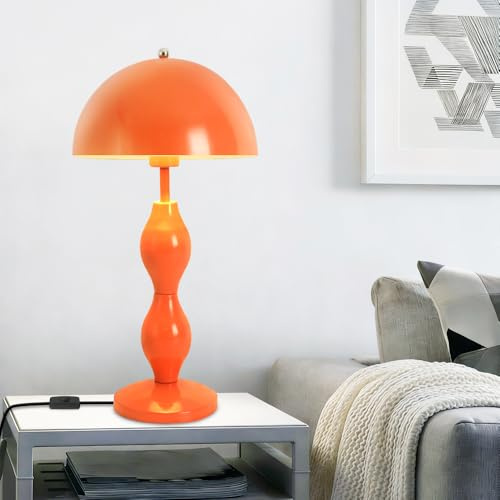 Pilz Lampe Tischlampe,Orange Pilzlampe,Pilze Nachttischlampe Schreibtischlampe für Wohnzimmer Schlafzimmer Kinderzimmer,Nachttischleuchte Und Leselampe Mit Schalter,E26 E27(Glühbirne nicht enthalten)