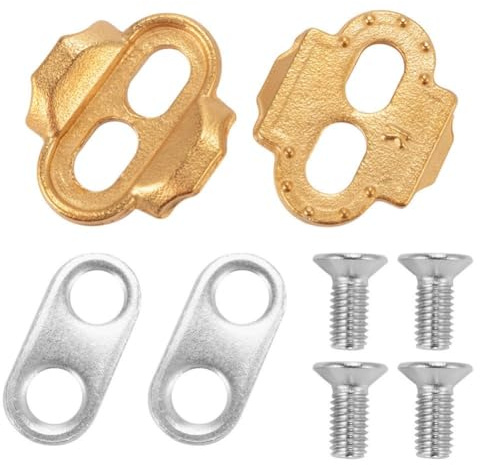 Gettimore Brass Bicycle Pedal Cleats for Eggbeater Locking Plate, Adjustable 2.2mm Left/Right, 2-Pack with Gaskets & Screws