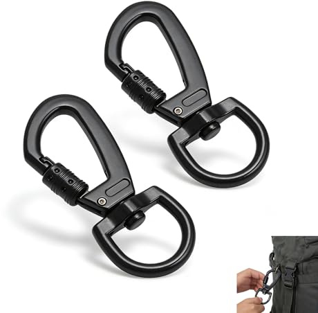 Ztolbriy Karabinerhaken mit Drehgelenk, Sicherheitskarabiner für Hunde - Robuste Wirbelkarabiner 2PCS für Hundeleine, Bergsteigen & Schlüsselbund, Schwarz