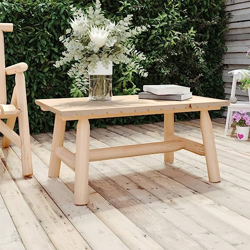 QUAHEAS Couchtisch 90x50x41 cm Massivholz Fichte mit Stabiler Tischplatte und Holzrahmen, ideal für Garten, Terrasse, Balkon, wetterfest und wasserabweisend für Outdoor Entspannung