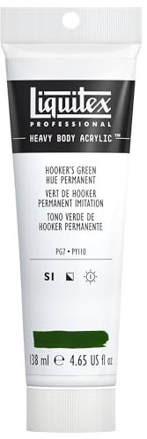 Liquitex 1047224 Professional Heavy Body Acrylic Paint 138 ml tube, Hooker’s Green Hue Permanent