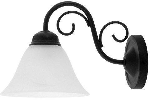 Licht-Erlebnisse Wandlampe Landhaus, Wandleuchte Antik, mit Arm, Küche, Schlafzimmer, Wohnzimmer, Schwarz, Metall, Glas, blendarm, H:18 cm, E14, Wandleuchte Rustikal