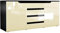 Vladon Sideboard Kommode Sylt V1, Made in Germany, Korpus in Schwarz matt/Front in Creme Hochglanz mit Absetzungen in Schwarz Hochglanz (139 x 72 x 35)