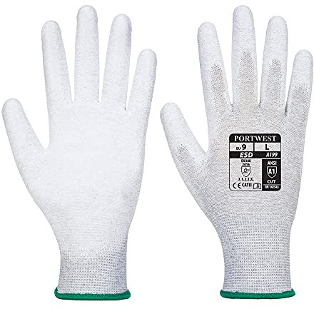 Portwest Antistatischer PU-Handflächen Handschuh, Größe: L, Farbe: Grau, A199GRRL