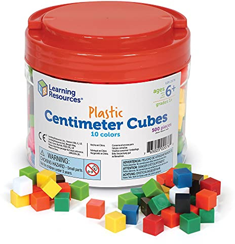 Learning Resources LER2076 CENTIMETER CUBES 500-PK-10 FARBEN IN STORAGE TUB