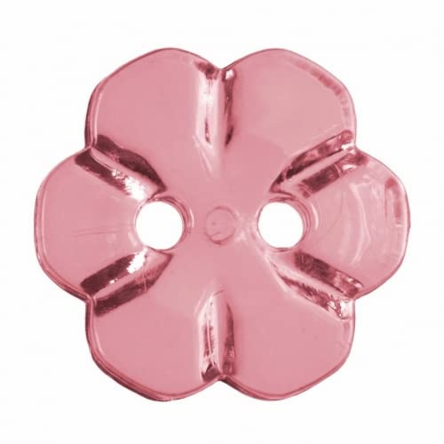 Two Hole Pink Flower Buttons 17.5mm 4pk
