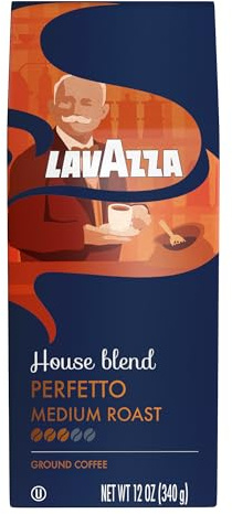 Lavazza House Blend Perfetto Ground Coffee 12oz Bag, Medium Roast, Full-bodied, Intensity 3/5, 100% Arabica, Ideal for Drip Brewers, (Pack of 1) - Package May Vary