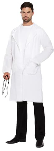 HENBRANDT Adult’s Doctor Coat Fancy Dress White Lab Coat Dr Dentist Nurse Mad Scientist Surgeon Vet Outfit One Size Unisex Fancy Dress Costume for Men and Women