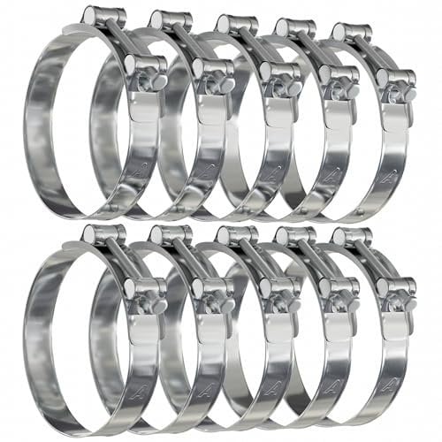 10 Pack - 74mm > 79mm T Bolt Hose Clamps Zinc Turbo Pipe Clips
