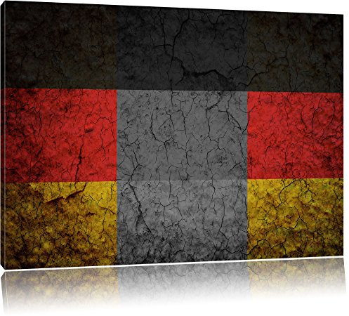 Pixxprint Fahne von Deutschland B&W, Größe: 100x70cm, Leinwandbild, fertig gespannt, Wandbild, Dekoration, Kunstdruck, kein Poster