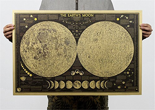 ufengke Retro Phase des Mondes Kraft Plakat, Wohnzimmer Schlafzimmer Entfernbare Wandbilder