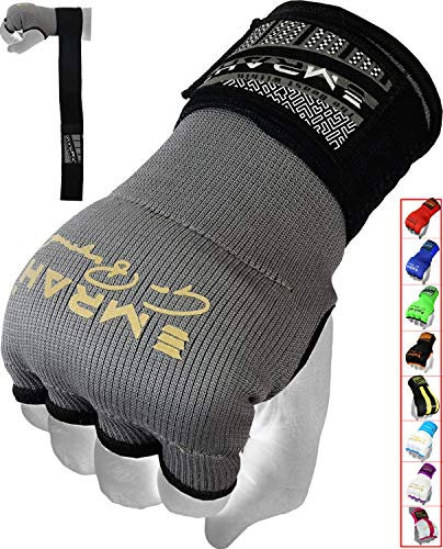 EMRAH PRO Boxing Armbänder Hand wickelt Boxing Elastic Innenhandschuhe MMA Handschuhe Daumenschlaufe (Grau, S)