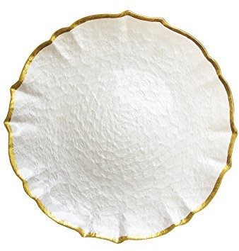 ChargeIt by Jay 1470438 Ice Queen Charger Plate, Glass, Pearl/Gold
