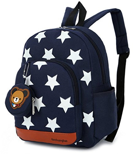 JameStyle26 Teddy Bär Stern Kinderrucksack Kindergarten Rucksack Tasche Schultasche Backpack Junge & Mädchen (Dunkelblau)