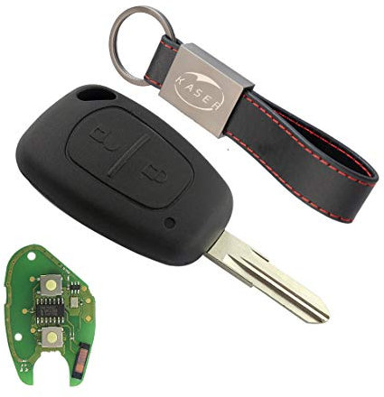 KASER Llave Mando Coche con Tarjeta Electrónica 2 Botones Compatible para Renault Megane 2 Scenic Clio Kangoo Dacia Duster (433Mhz PCF7946 ID46 Chip) Transponder Lista para Codificación