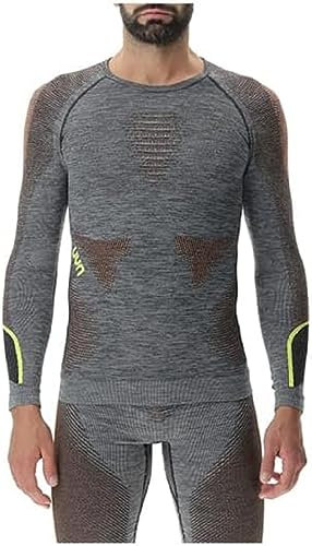 UYN Man UW Shirt LG_SL Ambityon Maglia Intima Manica Lunga da Uomo, Black Melange/Orange/Yellow, XXL