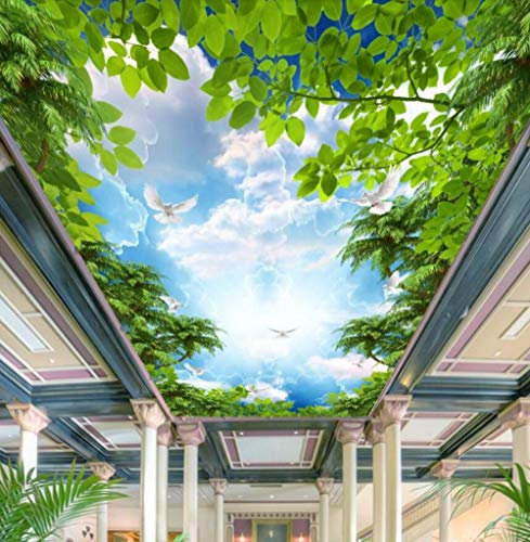 3D Tapete 3D-Decke Fototapeten Himmel Wolke Weiße Taube Tapete Für Wände Decke Stereoskopische 3D Wallpaper-300 * 210Cm