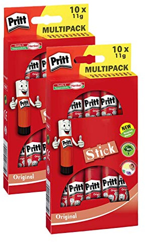 Pritt Klebestift 11g, sicherer und kinderfreundlicher Kleber für Kunst und Bastelarbeiten, starker Klebstoff für Schule & Bürobedarf (2x 10er Pack)