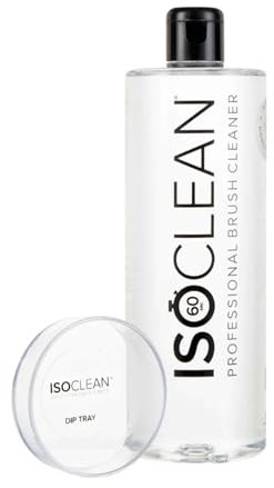 ISOCLEAN Makeup Brush Cleaner with Dip Tray - Easy Pour Liquid Makeup Cleaner for Makeup Brushes and Makeup Tools - Cleans Bristles - No Rinse Formula dries in 60 Seconds - Vegan, Cruelty-free - 275ml