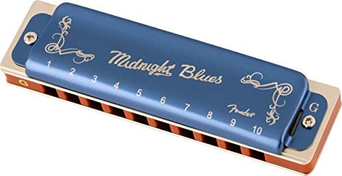 Fender® MIDNIGHT BLUES HARMONICA Harmonica Diatonic 10 Hole Tuning G Blue Limited Edition