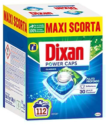 Dixan Powercaps Waschmittel in Kapseln, vordosiert, 2 Packungen mit 56 Waschgängen (112 Waschladungen) - 1680 g