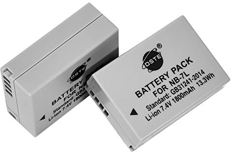 DSTE 2-Pack NB-7L Ersatz Batterie Akku Kompatibel mit Canon PowerShot G10, G11, G12, SX30