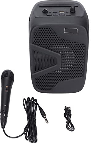 ASHATA Portable Karaoke Machine Speaker with Microphone,Bluetooth 5.0 Speaker Karaoke System,Mini Portable Wireless Speaker with LED Color Effects,for Home Travel Outdoor