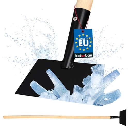 KOTARBAU® Eisschaber 7x17 cm pulverbeschichteter Stahl Eisstößer Holzstiel 110 cm Eeisscharre Grau Eishacker Eisstösser Gartengeräte Stoßscharre Bodenschaber Unkraut Schaber Unkrautschaber Eis Kratzer