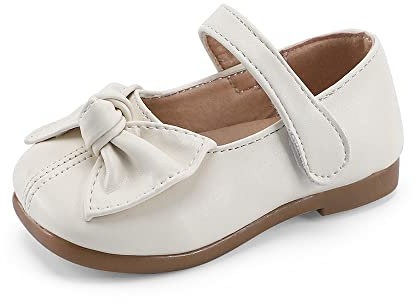 MASOCIO Ballerinas Mädchen Kinderschuhe Kleinkind Kinder Schuhe Mary Jane Prinzessin Kommunionschuhe Kommunion Balerinaschuhe Beige Größe 25 EU