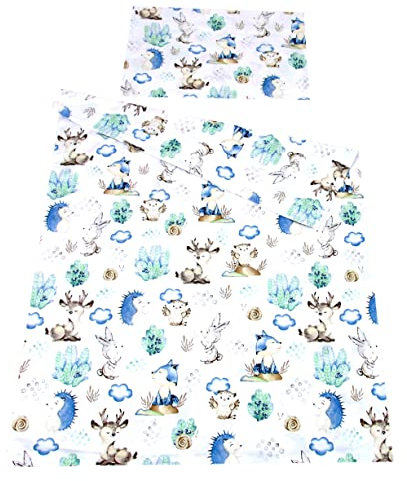Babylux Bettwäsche Bezug 2 TLG. 100 x 135 cm / 90 x 120 cm Kinderbettwäsche Bettwäsche Kind Bettset Baby Babybettwäsche (122. Igel&RehBFF, 100 x 135 cm)
