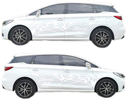 Auto Sticker Aufkleber Flammenblume DIY Seitenaufkleber Groß Wohnwagen 330CM (Weiß)