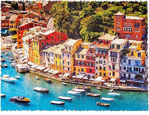 WOOSAIC Holzpuzzle - Italienische Riviera, 1000 Teile, 17.3 x23.6, Geschenke für Frauen, Männer, Holzpuzzle Erwachsene