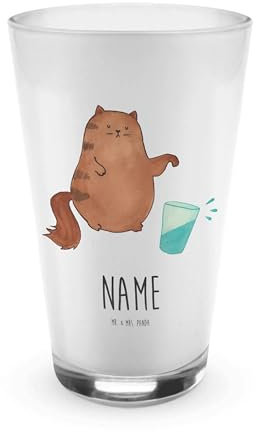 Mr. & Mrs. Panda Personalisiertes Glas Katze Wasserglas - Personalisierte Geschenke, Neugierig, Weinglas Mit Gravur, Trinkglas Namen, Bierglas, Cat, Cocktailglas, Kater, Wasser, Likörglas, Cats, Klar