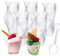 YancLife 50Pcs Dessert Cups with Spoons,150 ml Plastic Swirl Dessert Pots, Clear Small Cup Reusable Serving Dessert Bowl for Ice Cream Cheesecake Jelly Candy Desserts Pudding Mousse Party