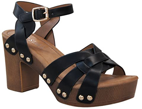 Women's Fashion Platform Wood Effect Block Heel VintageRetro Light Weight Shoes