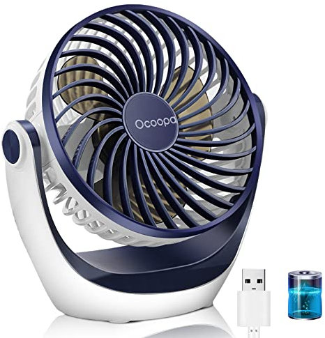OCOOPA Ventilador de Mesa USB Recargable 5'' - Batería de Hasta 8 Horas, 3 Velocidades, Flujo de Aire Potente y Silencioso, Giratorio 360° - Ideal para Hogar, Oficina, Dormitorio y Escritorio