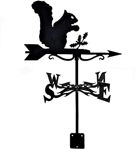 CAZARU Wetterfahne, Eichhörnchen, Pferdezaun, Dachs, Wetterhahn, Wetterfahne, Richtungsanzeiger für den Außenbereich, Dach, Hof, Hof, Dekoration mit Rostschutzbeschichtung, Eichhörnchen