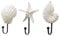3PCS Sea Shell Wandhaken, Vintage Kleiderhaken in Muscheloptik, Wandhaken mit Seesterne-Muschel-Motiv Handtuchhaken aus Harz, Maritime Wand Deko, Kleiderhaken für Heimdekoration