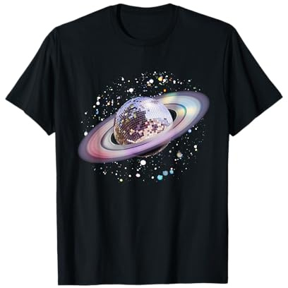 Discokugel Saturn Ringe 70er Jahre Retro Club Vintage T-Shirt